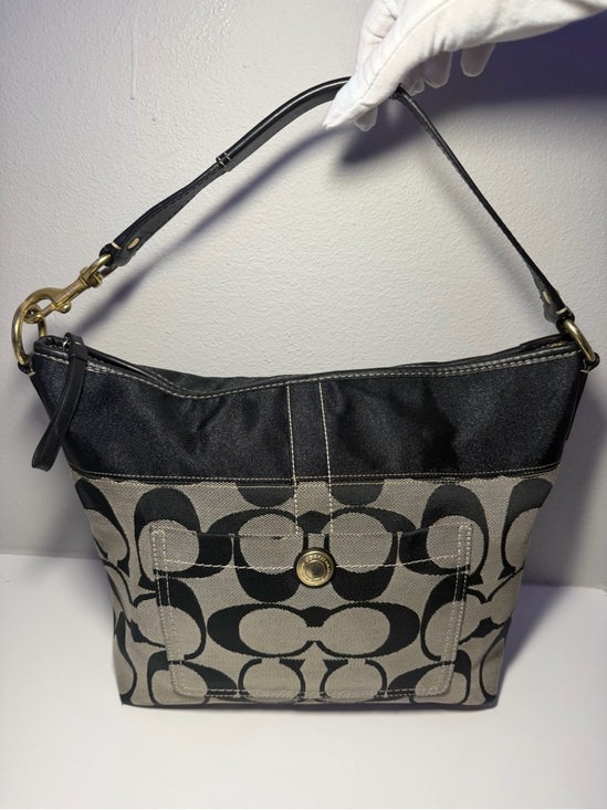 Coach Handbags - Coach Black and Gray Signature Canvas Shoulder Bag